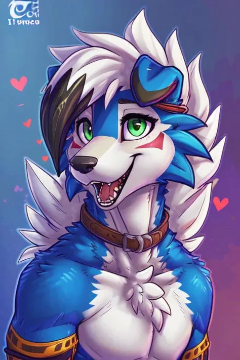 Blue Shiny Lycanroc, male, brave male, very manly, some muscles, wolf accents, wolf ears, ears up, blue fur, blue body, blue skin, Green eye, Shiny eyes, Pixar eyes, perfect eyes, wearing cowboy hat, wearing cowboy outfit, holding a love letter in shape of a heart, (hyper realistic 1.7), long fluffy tail, very large tail, tail up, very furry and fluffy, very large fangs, smiling, perfect ligthing, close up to chest, be my valentine background, front View, looking at Viewer, (dimwitdog 2.7), (thesecretcave 1.9), (zaush 1.6), (cooliehigh 1.9), (R-mk 1.9), (complextree 2.4), (pixelscketcher 1.9), (Cervina7 1.4), (messh 1.9), (eternityzinogre 2.1)