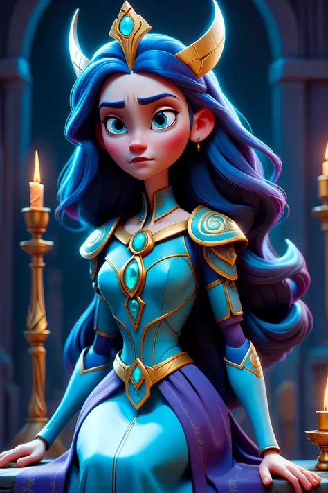 c2 The High Priestess: embodies intuition, secrets, and hidden knowledge. ,, cinematic art in the style of Pixar and Disney, concept art, 3d digital art, Maya 3D, ZBrush Central 3D shading, radial gradient background, Reimagined by industrial light and magic, 16k resolution post processing