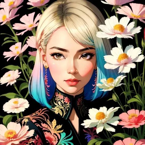 mushrooms and flowers ernst haeckel maria sibylla merian. tristan eaton, victo ngai, artgerm, rhads, ross draws, Kaethe Butcher, Hajime Sorayama, Greg Tocchini, Virgil Finlay, colors, pastel colors, muted earth tones, volumetric lights, digital painting, pixiv, by Ilya Kuvshinov, 8k, octane render, unreal engine