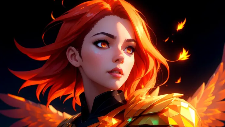 A digital portrait of luminescent phoenix made of flaming crystals with low poly eyes, highly detailed, intricate, concept art, trending Artstation 8k by __animeartist__