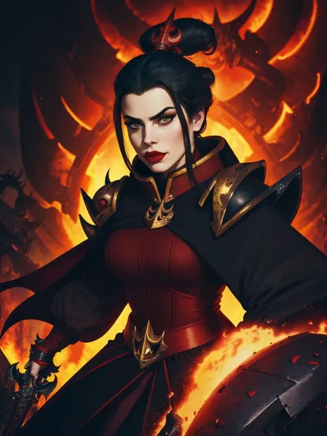 score_9, score_8_up, score_7_up, full body masterpiece, 1girl, Evil Azula <lora:Azula_3:0.8> as the ultimate sister of battle matador , surrealist insanely detailed, background(pandemonium, darkominumbre, warhammer 40k, gothic cathedral), hyper detailed, pouting mouth, red lips,