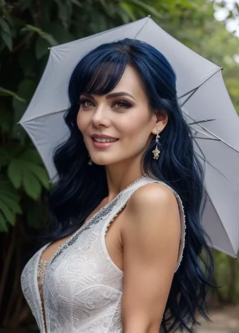 real, photoshoot, realistic, luminescent, atmospheric scene, masterpiece, best quality, (detail skin texture, ultra-detailed body:1.1), RAW photo, (high detailed skin:1.2), 8k uhd, dslr, film grain, Fujifilm XT3, cinematic light,
<lora:maribelguardia_mx_lora_02-000003:0.9>, 1girl, maribelguardia-mx, umbrella, solo, jewelry, black hair, earrings, smile, long hair, realistic, grin, dress, upper body, looking at viewer