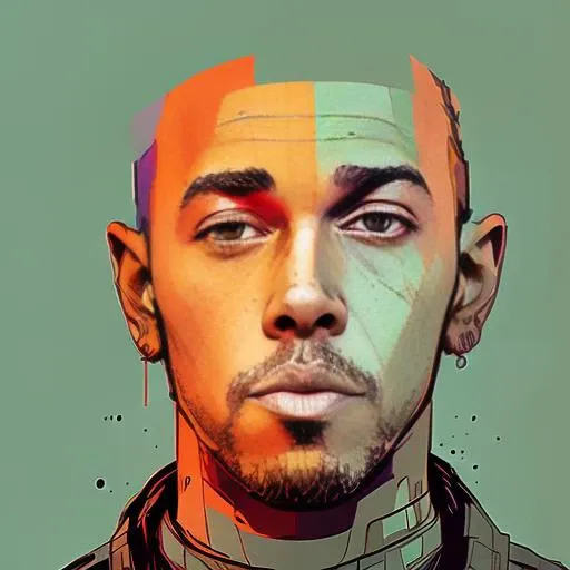 nvinkpunk closeup, A digital painting of LH man, abstract, white background, unfinished, shapes, cool, <lora:LHNew:1>