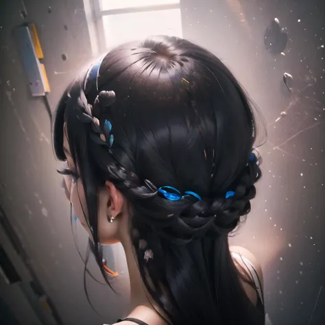 Highly detailed, High Quality, Masterpiece, beautiful, 1girl, FIBackAboveLeft, <lora:HeadviewsV2.0:0.7>, black hair, long hair,