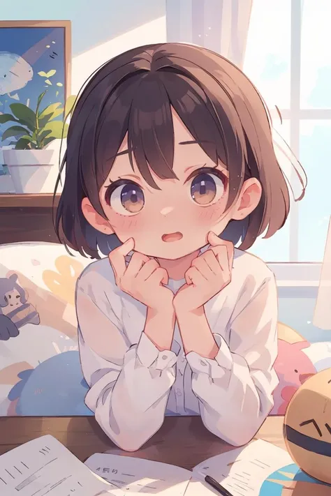 Very detailed、(8k, RAW Photos, highest quality, masterpiece:1.2), (Very detailed 8k wallpaper),shape、Professional Lighting,Sharp focus, Written boundary depth、
Browsing Caution、Clear Eyes、Perfect Anatomy、With a girl、、Cute girl、Black Hair、15 years old、Chibi T-shirt、mini skirt、、(blush:1.5),、imminent kiss,Plump thighs、、、bed