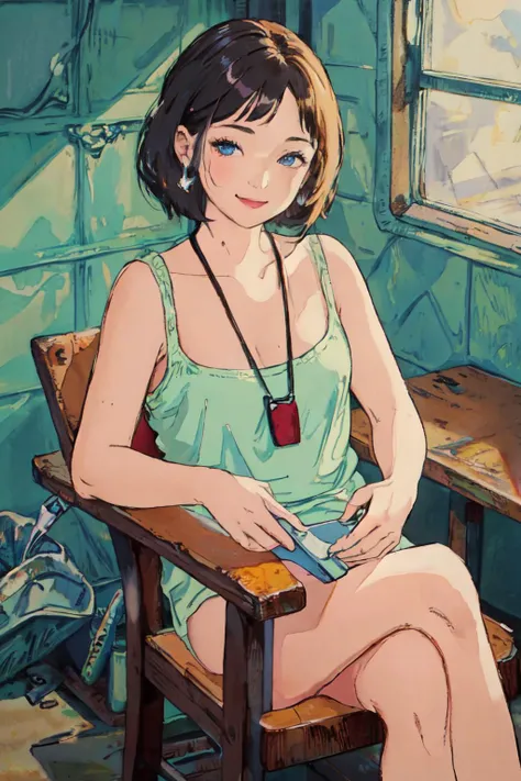 (best quality, masterpiece, RAW photo,ultra-detailed:1.2), <lyco:GoodHands-beta2:1.0>,1girl,solo,looking at viewer,smile <lyco:Heavy_Metal-15:0.9>