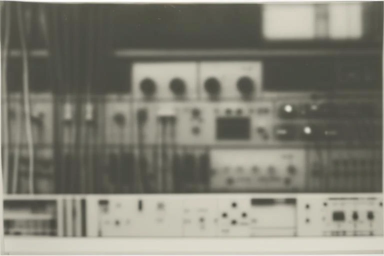 snth in the dressing room, cables, patch cables, volca photo by Miroslav Tichy, <lora:synth3:0.9>