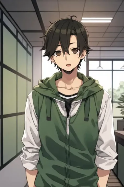 masterpiece, best quality, high quality, 1boy, solo, male focus, looking at viewer, upper body, <lora:kousuke_seto:0.74>, kousuke_seto, black hair, brown eyes,
