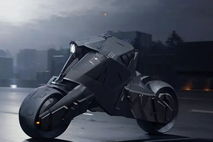 analog gloomy aerial photo of an ((autonomous bike, <lora:wr322ugv:1>)), ((nighttime)), (speeding down an avenue in a city on fire), (explosions in the background), High Detail, Sharp focus, (photorealism), realistic, best quality, 8k, award winning, dramatic lighting, epic, cinematic, masterpiece, rim light, (action movie), war, depth of field, dutch angle, motion blur,