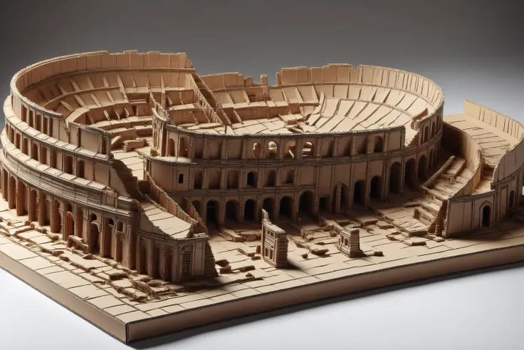 <lora:CardboardStyle:1> cardboardstyle a cardboard model of the Roman Colosseum