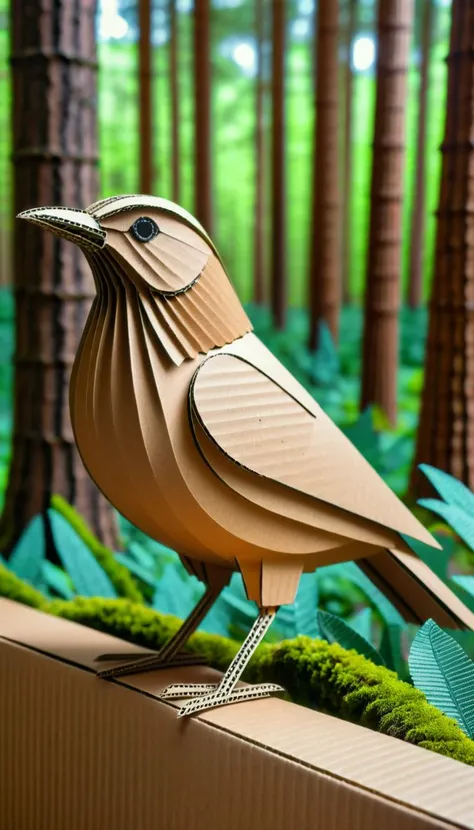 <lora:CardboardStyleXL:1>CardboardStyle bird, made from (textured:0.7) cardboard, simple, basic, corrugated, hand-crafted, in location: forest, <lora:add-detail-xl:0.5>