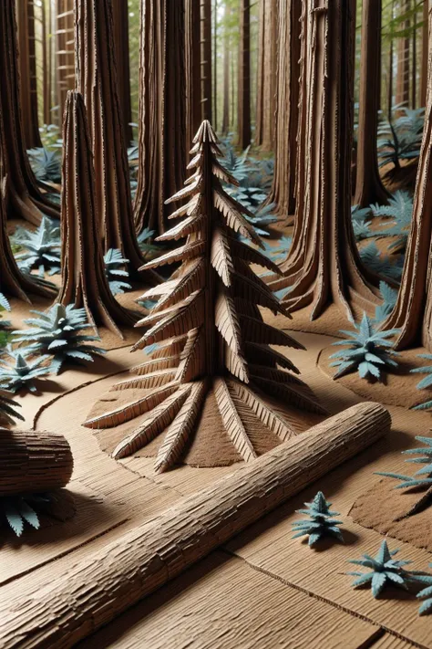 <lora:CardboardStyle:1> cardboardstyle redwood forest