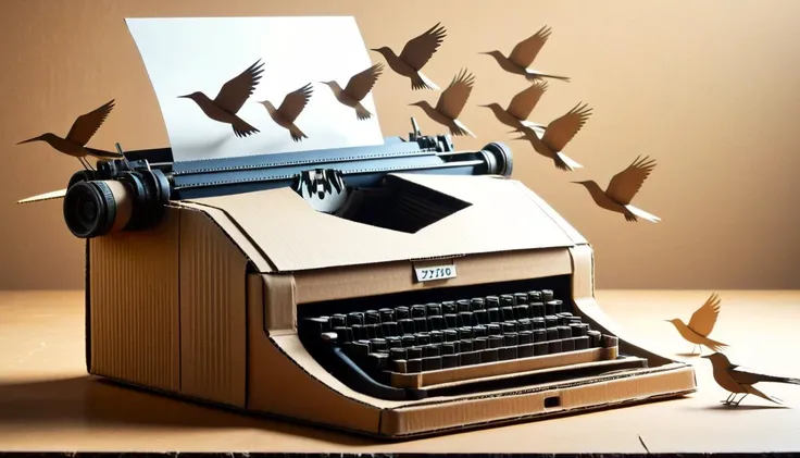 <lora:CardboardStyleXL:1>CardboardStyle a flock of paper birds escaping from a typewriter, made from (textured:0.7) cardboard, simple, basic, corrugated, hand-crafted, in location: abandoned zoo, <lora:add-detail-xl:0.5>