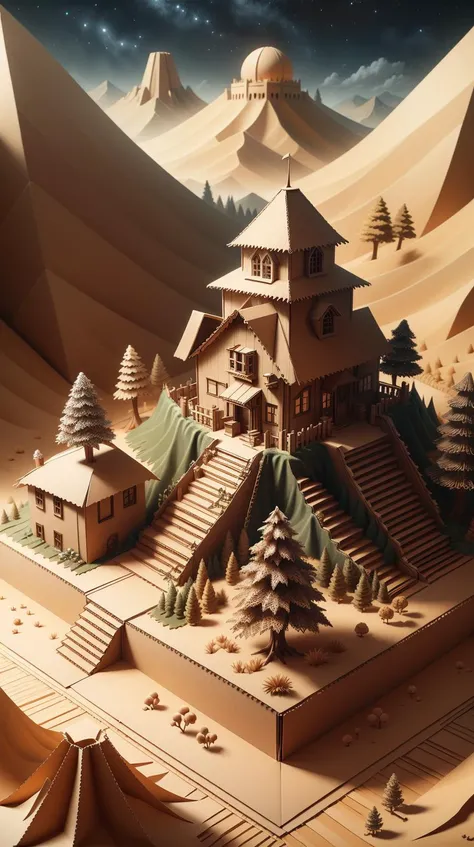 CardboardStyle <lora:CardboardStyle:1> a book with words forming a landscape on its pages, simple corrugated cardboard, (Masterpiece:1.3) (best quality:1.2) (high quality:1.1)