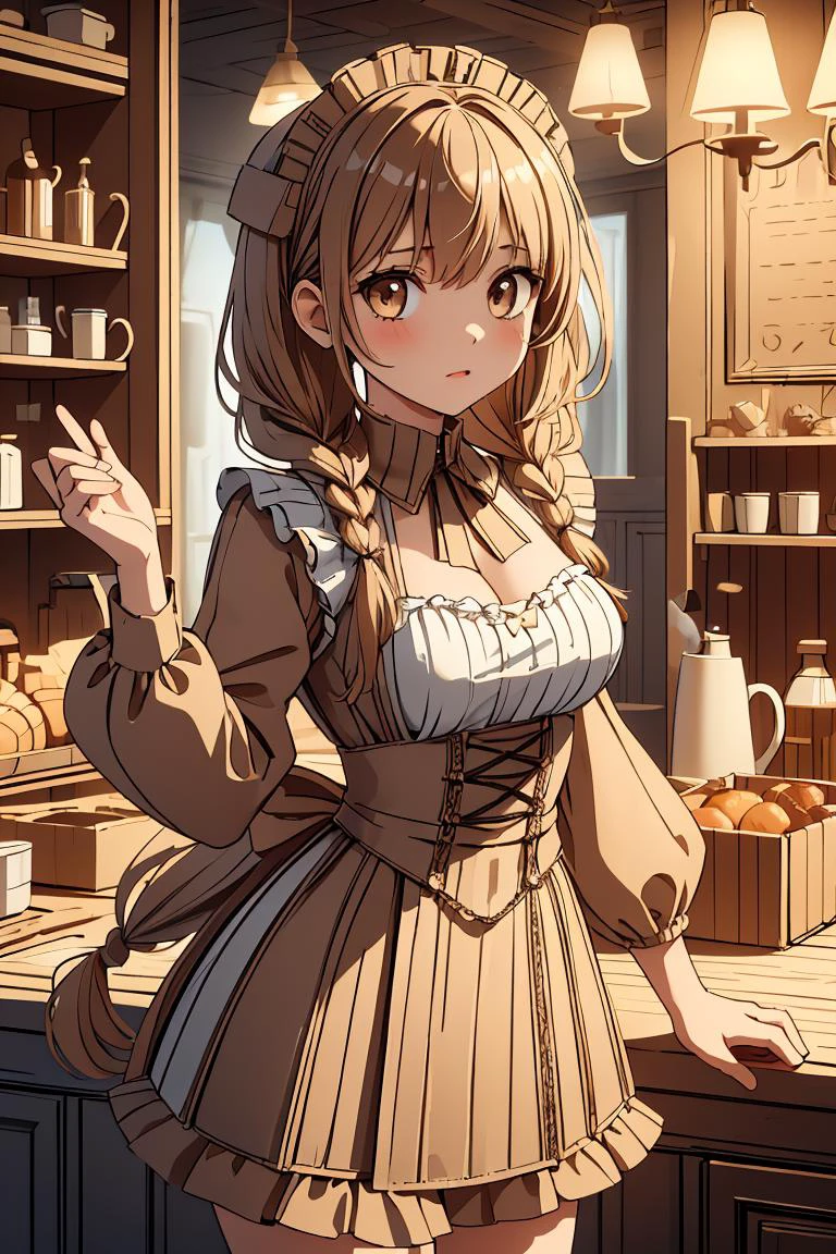 (masterpiece, best quality), 1girl, Light brown Dutch Fishtail Braids, medium breasts, <lora:CardboardStyle:1> CardboardStyle