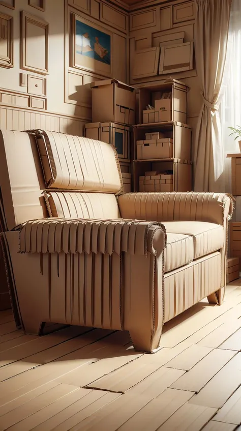 <lora:CardboardStyle:1> CardboardStyle sofa, simple, basic, corrugated, cardboard, texture, crafts, (Masterpiece:1.3) (best quality:1.2) (high quality:1.1)