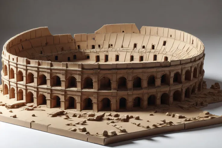 <lora:CardboardStyle:1> cardboardstyle a cardboard model of the Roman Colosseum