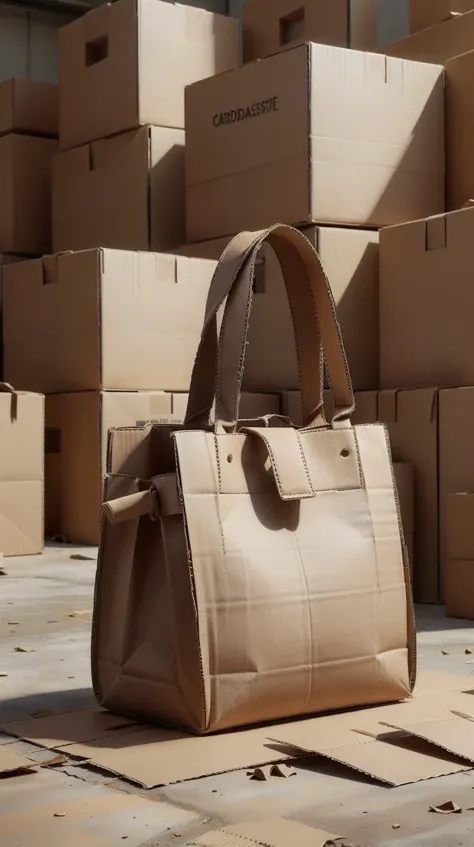 <lora:CardboardStyle:1> CardboardStyle Tote bag, simple, basic, corrugated, cardboard, texture, crafts, (Masterpiece:1.3) (best quality:1.2) (high quality:1.1)