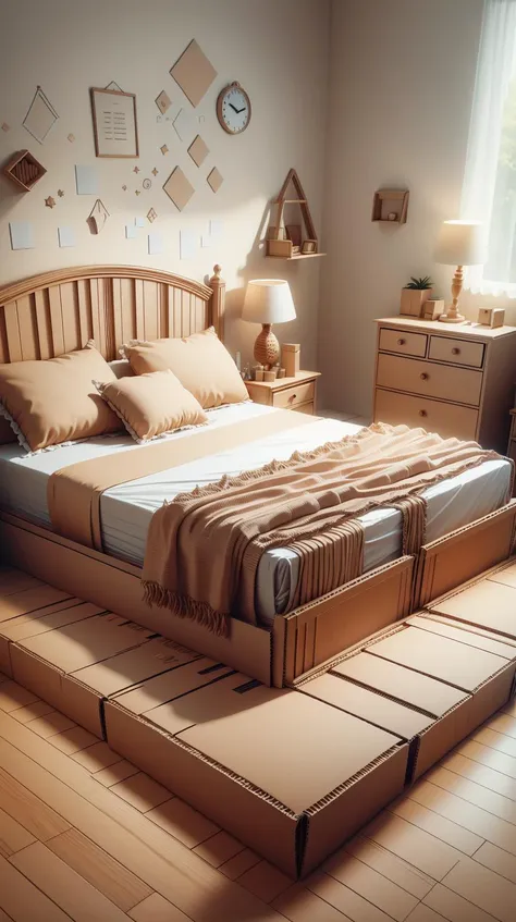 CardboardStyle <lora:CardboardStyle:1> bed, simple, basic, corrugated, cardboard, texture, crafts, (Masterpiece:1.3) (best quality:1.2) (high quality:1.1)