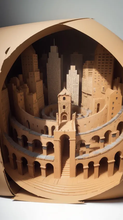 CardboardStyle <lora:cardboardStyle:1.5:> a human fingerprint under magnification revealing a labyrinthine cityscape, simple, basic, corrugated, cardboard, texture, crafts, (Masterpiece:1.3) (best quality:1.2) (high quality:1.1)