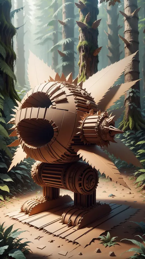 CardboardStyle <lora:CardboardStyle:1> a woodland emitting strange signals leading to a hidden alien artifact, simple, basic, corrugated, cardboard, texture, crafts, (Masterpiece:1.3) (best quality:1.2) (high quality:1.1)