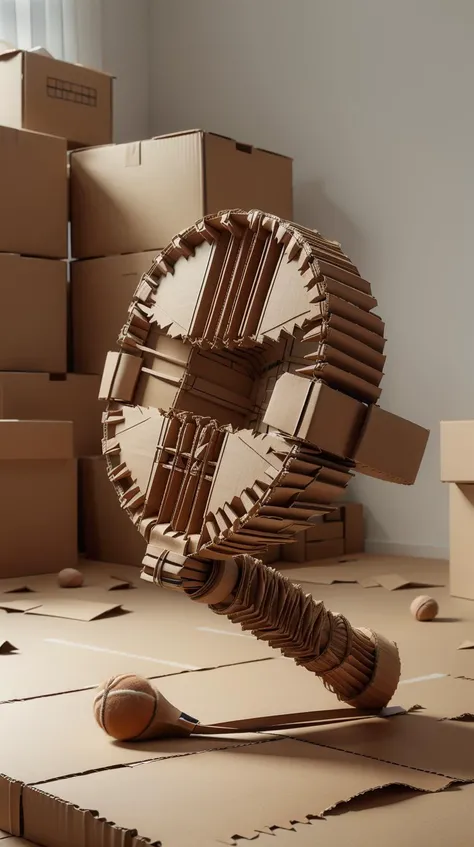 <lora:CardboardStyle:1> CardboardStyle Tennis racket, simple, basic, corrugated, cardboard, texture, crafts, (Masterpiece:1.3) (best quality:1.2) (high quality:1.1)