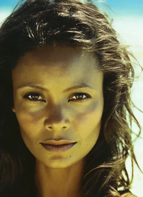 Close-up facial portrait of pamgrier by Gered Mankowitz