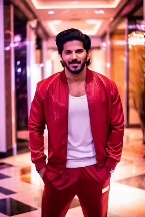 varun dhawan a man <lora:Dulquer-Salmaan_Varun-Dhawan-000002:1>, realistic photo in a worn ((skin-revealing skimpy erotic red tracksuit, massive hairy pecs)), abs, big pecs, big arms, bulge, VPL, ((light bokeh)), intricate, (steel metal [rust]), elegant, erotic, exuding sexual energy, homoerotic, sharp focus, photo by greg rutkowski, soft lighting, vibrant colors, (masterpiece), ((streets)), (detailed face), looking at viewer, light smile, night, walking towards viewer, cinematic lighting, beautiful lighting, cinematic lighting, (hazy filter, film grain:1.2)