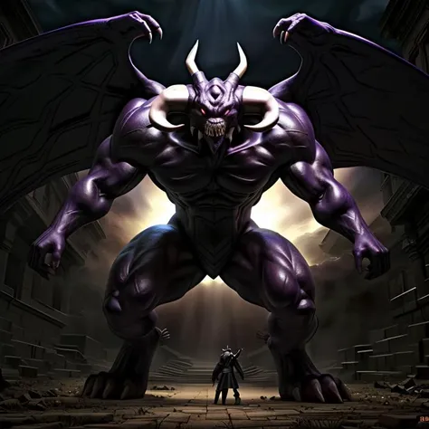 score_9, score_8_up, score_7_up, score_6_up, score_5_up, score_4_up,
side lighting, rim lighting, anime lighting, (highly detailed), (Masterpiece), beautiful details, crisp, chiaroscuro, digital illustration, source_anime, highly intricate details, sharp details, masterwork illustration,
(character is (zorc, zorc necrophades, the great evil god, yugioh, muscles, muscular, red eyes, glowing eyes, slit pupils, colored sclera, teeth, sharp teeth, demon, ((black, purple, ) skin), wings, horns, tail, monster, dragon, evil smirk, invincible, invulnerable, )),
((in the style of the anime Yugioh, )),
((in the style of and art by Chunie, jiandou, darkgem, )),
<lora:ZorcNecrophades:0.85>