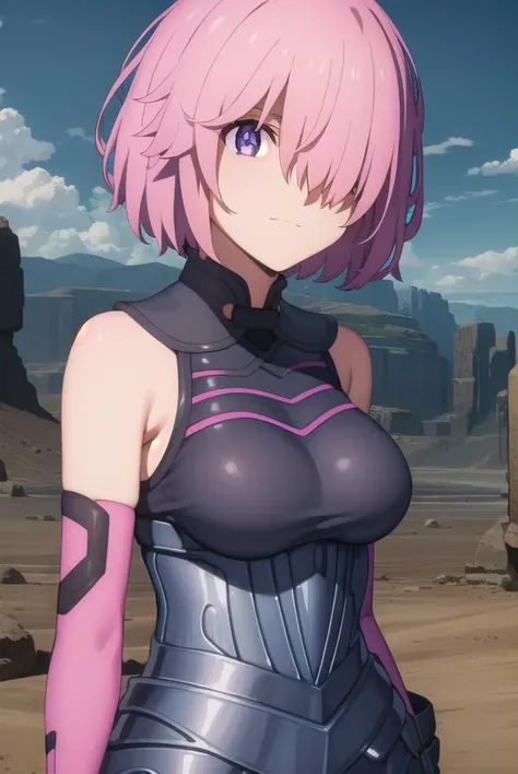 mashkyrielight, <lora:mash kyrielight babylonia-lora-nochekaiser:1>,
mash kyrielight, short hair, (purple eyes:1.1), pink hair, (hair over one eye:1.5), smile,
BREAK gloves, bare shoulders, elbow gloves, armor, black armor,
BREAK outdoors, desert, sky, sun, clouds,
BREAK looking at viewer, (cowboy shot:1.5),
BREAK <lyco:GoodHands-beta2:1>, (masterpiece:1.2), best quality, high resolution, unity 8k wallpaper, (illustration:0.8), (beautiful detailed eyes:1.6), extremely detailed face, perfect lighting, extremely detailed CG, (perfect hands, perfect anatomy),