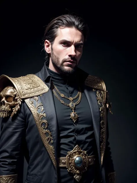 ancient king in rich clothes, 30 years old european man, <lora:NecromancyAI:0.5> NecromancyAI