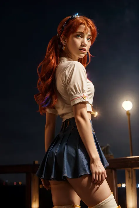 Masterpiece,best quality,(1 girl),super sailor moon,denim shot,night sky,moonlight,evening,white gloves,blue eyes,galaxy background,multicolored clothes,sailor senishi uniform,multicolored skirt,hair ornament,red bow,brooch,heart brooch,earrings,crescent,heart necklace,heart,very long hair,crescent moon earrings,tiara,yellow necklace,boots,knee boots,red shoes,emilyrudd,nami,a woman with red hair,emilyrudd,<lora:more_details:0.8>,<lora:breastsizeslideroffset:-0.1>,<lora:emilyrudd:0.8>,