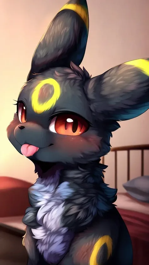 best quality, high quality, hi res,by tsukune mingaga,bedroom,detailed background, detailed fur, (solo:1.2),
BREAK
a female feral umbreon, tongue out,blep, portrait,wallpaper,
<lora:add_detail:1.0>