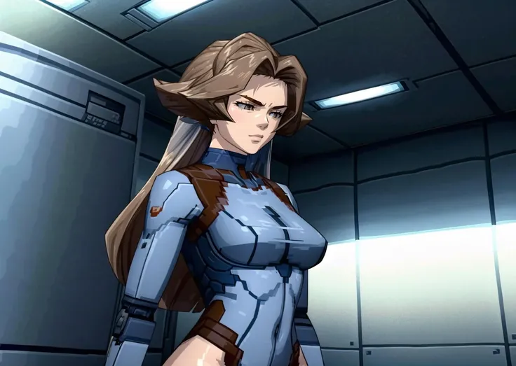 nsfw, (1girl, brown hair very long hair quin tails, silver eyes, half-closed_eyes, <lora:half-closed_eyes:1>, v-shaped eyebrows) (digital) (in detailed military base, (cybernetic bodysuit)) , best quality, <lora:boldline:0.2> <lora:hairdetailer:0.2> mgs1, <lora:mgs11>