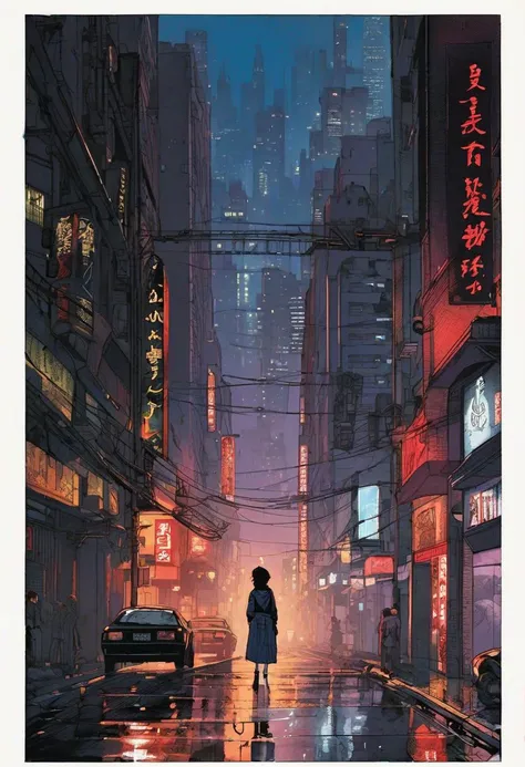 In the comic book style of AKIRA NEO TOKYO  the scene unfolds with vivid detail and atmosphere:
The protagonist, a lone girl, stands at the heart of a polished cityscape, her silhouette stark against the gleaming skyscrapers and neon-lit streets.
The city is shrouded in fog, adding an eerie and mysterious quality to the surroundings. The mist swirls around the girl, obscuring her features and hinting at hidden dangers lurking in the darkness.
Neon lights flicker and glow in the darkness, casting vibrant hues of blue, purple, and red across the urban landscape. The harsh artificial light creates stark contrasts against the shadows, emphasizing the sense of isolation and unease.
Despite the dazzling lights, darkness looms in the alleys and corners of the city, where unseen threats and secrets await. The interplay of light and shadow adds depth and drama to the scene, heightening the tension and intrigue.
Crafted with the meticulous attention to detail characteristic of Shadowheart and Selunite's work, each panel captures the haunting beauty and atmospheric depth of the city, drawing readers into a world where danger lurks around every corner.