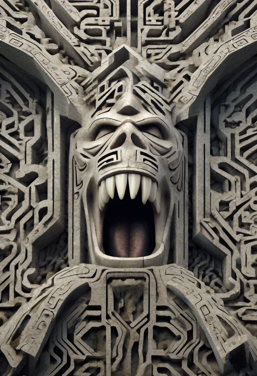 <lora:SHAMANISM:0.5>, high quality,, (realistic:1), , (sharp focus:1.2), in the style of supernatural creatures, (surrealism background:1.2), ,geometric maze, concrete architecture,alien, close-up:1.2), (vore, wide open mouth, scream:0.5),