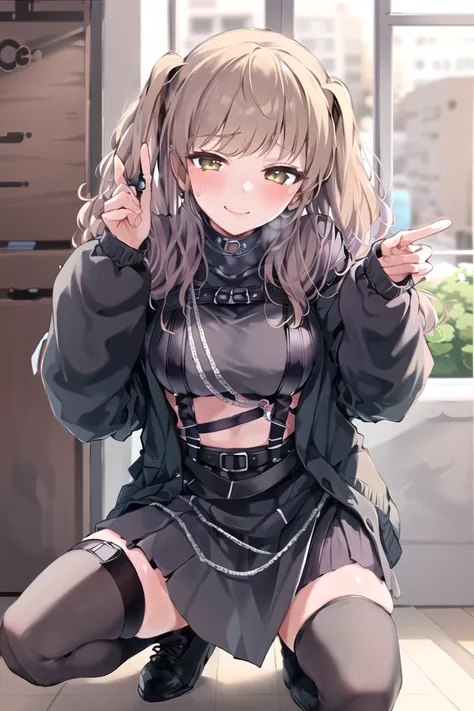 neogen, 1girl, solo, twintail, squatting, masterpiece, best quality