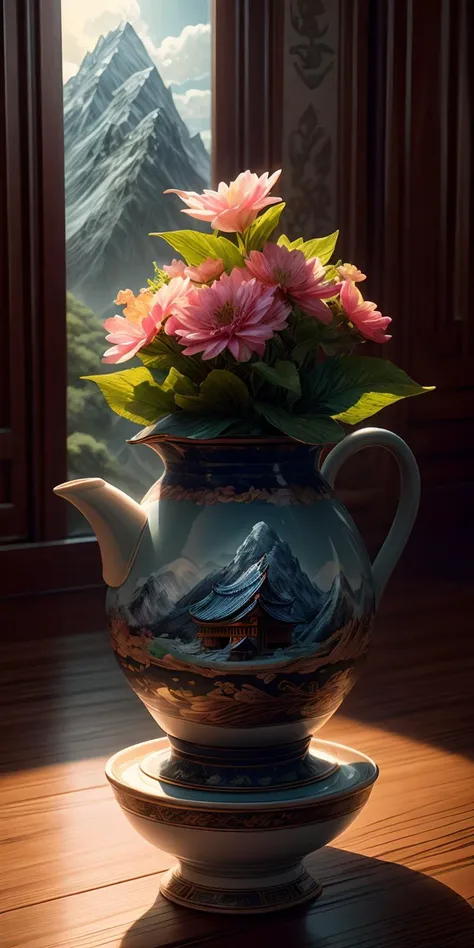 best quality, realistic, photorealistic, ultra detailed, "Mountain of Flower and Fruit+Fairy+Chinese Architecture" highly detailed carving on "southern ice" porcelain, Ultra wide angle, Accent Lighting, Volumetric Lighting, backlighting, (detailed light), ((an extremely delicate and beautiful)), dramatic_shadow, ray_tracing, hdr,
<lora:add_detail:1.2>,