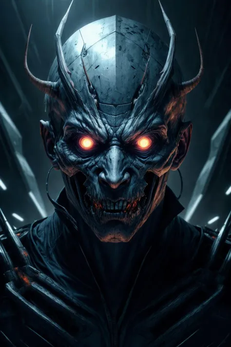 (RAW photo,realistic,photorealistic), A demon cyborg ghost, a mask, cinematic, melancholy, dynamic lighting, complicated background, Cinematic Lighting, Accent Lighting, strong rim light, dramatic_shadow, ray_tracing, 8k, hdr, <lora:add_detail:1.2>,