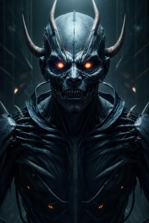 (RAW photo,realistic,photorealistic), A demon cyborg ghost, a mask, cinematic, melancholy, dynamic lighting, complicated background, Cinematic Lighting, Accent Lighting, strong rim light, dramatic_shadow, ray_tracing, 8k, hdr, <lora:add_detail:1.2>,