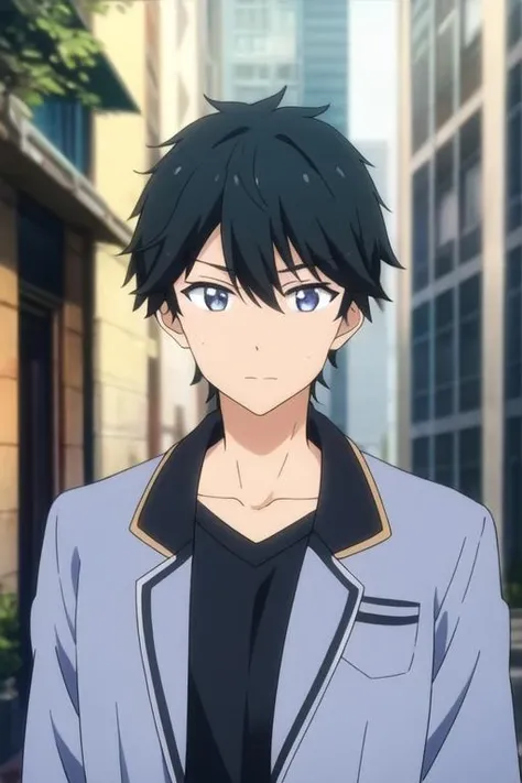 masterpiece, best quality, high quality, 1boy, solo, male focus, looking at viewer, upper body, <lora:masamune_makabe:0.74>, masamune_makabe, black hair, blue eyes, coat