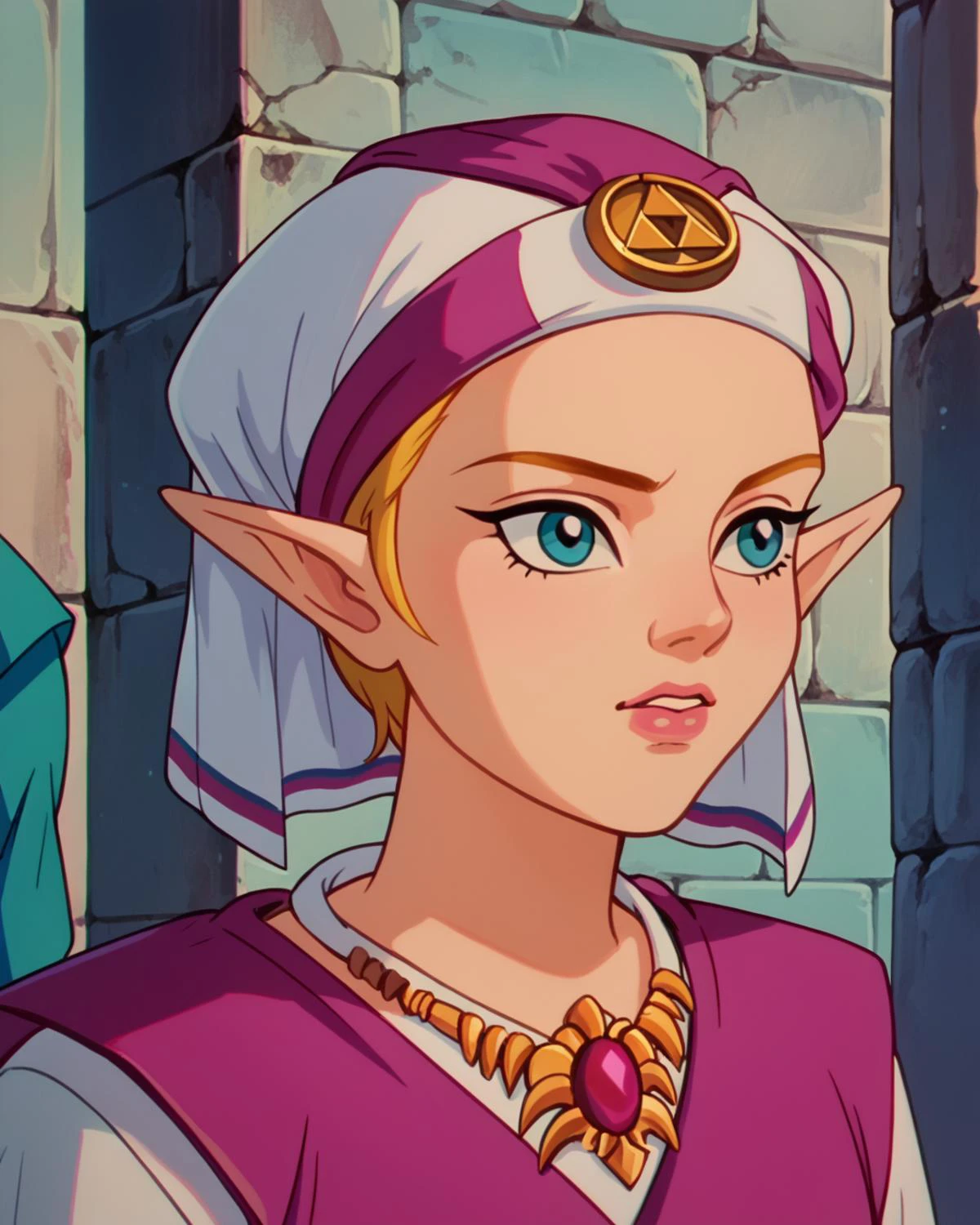 score_9, score_8_up, score_7_up, zPDXL, <lora:Scooby-Doo_1999_style:0.90> SD90style, retro artstyle, source_cartoon, 2D, <lora:ootyoungzelda_v2:1>ootyoungzelda, pointy ears, blonde hair, blue eyes, short hair, jewelry, long sleeves