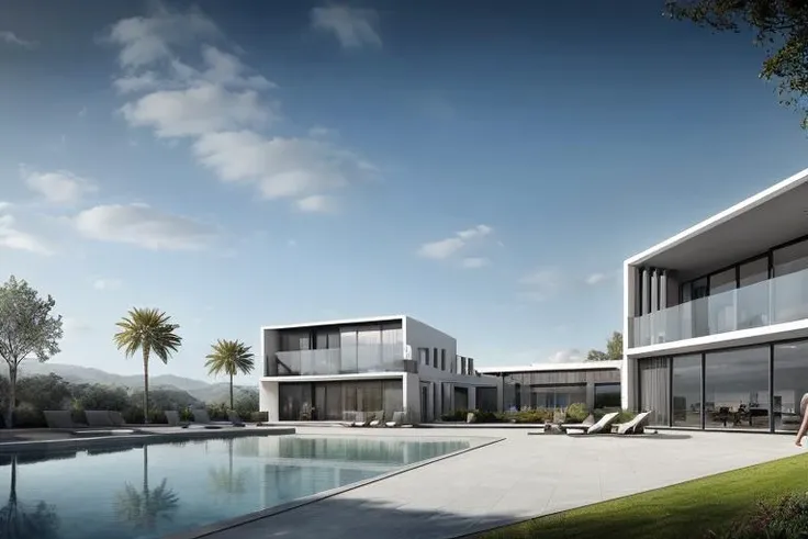 <lora:CZArqui9_v10:0.6>, arqui9 rendering, day, cloud, realistic, masterpiece, 8k, high res, highly detailed, best quality,