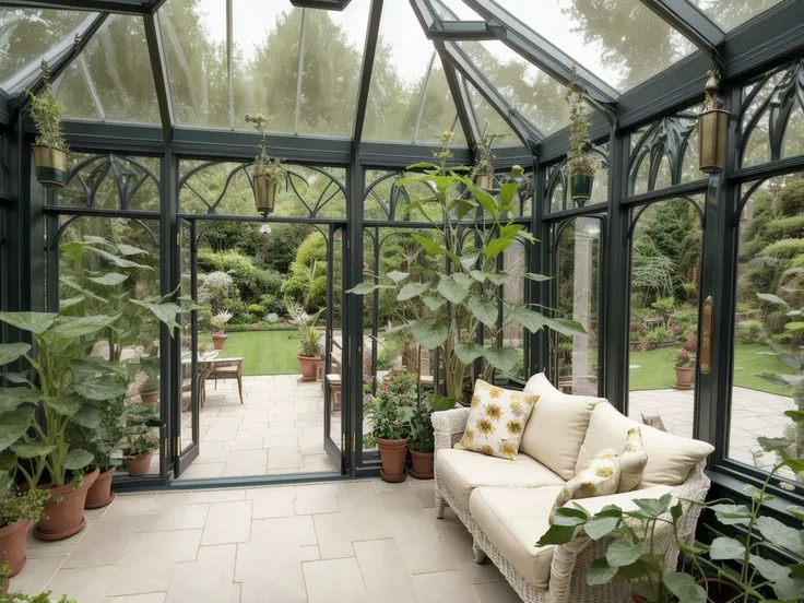 <lora:mansion conservatory-v1.0:1.0> mansion conservatory, sharp, realistic, 4k, film grain, bokeh, sunflower vase in the corner