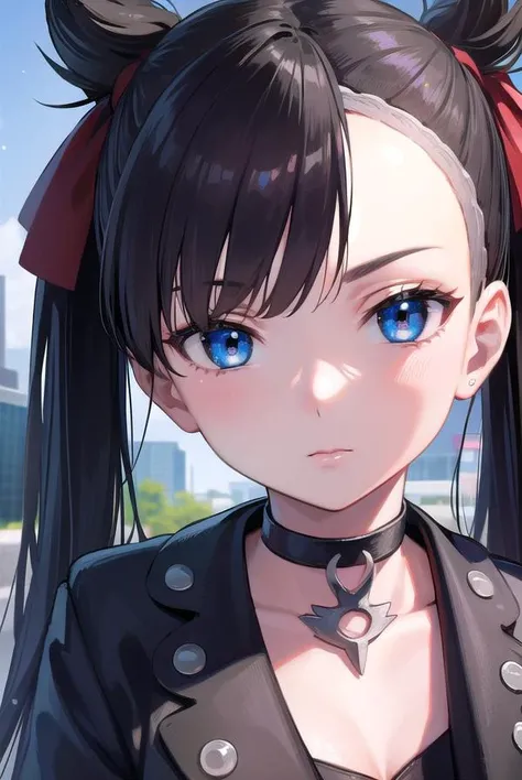 pokemonmarnie, <lyco:pokemonmarnie-lyco-nochekaiser:1>,
pokemonmarnie, aqua eyes, asymmetrical bangs, asymmetrical hair, black hair, hair ribbon, long hair, red ribbon, ribbon, twintails, (small breasts:1.2),
BREAK backpack, bag, black choker, black jacket, choker, dress, earrings, jacket, jewelry, long sleeves, open clothes, pink bag, pink dress,
BREAK looking at viewer, full body, upper body,
BREAK outdoors, city, sky,
BREAK <lyco:GoodHands-beta2:1>, (masterpiece:1.2), best quality, high resolution, unity 8k wallpaper, (illustration:0.8), (beautiful detailed eyes:1.6), extremely detailed face, perfect lighting, extremely detailed CG, (perfect hands, perfect anatomy),