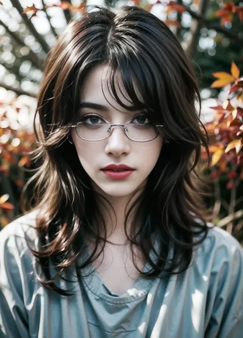 hair floating, matured, long hair floating,looking at viewer,wolf_cut, shirt oversize, wear glasses
<lora:wolf_cut:1> <lora:detailed_eye:1>, 1girl,(wearing autumn clothes:1.2),(RAW photo, best quality), (realistic, photo-realistic:1.4), masterpiece, an extremely delicate and beautiful, extremely detailed, 2k wallpaper, Amazing, finely detail, extremely detailed CG unity 8k wallpaper, ultra-detailed, highres, soft light, beautiful detailed girl, extremely detailed eyes and face, beautiful detailed nose, beautiful detailed eyes,cinematic lighting,autumn scenery,(morning light),perfect anatomy,slender body,smiling