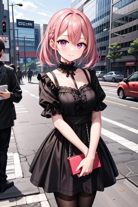 insanely detailed, absurdres, ultra-highres, ultra-detailed, best quality,
1girl, solo, nice hands, perfect hands
BREAK
gothic theme, black gothic dress, white frill, hair dress
, (nsfw:-1.5)
BREAK
happy smile, laugh, closed mouth
BREAK
standing, cowboy shot, looking at viewer
BREAK
slender, kawaii, perfect symmetrical face, ultra cute girl, ultra cute face, ultra detailed eyes, ultra detailed hair, ultra cute, ultra beautiful
BREAK
shibuya, akihabara, tokyo, street, crowd, cityscape, depth of field, ultra detailed background
BREAK
large breasts
BREAK
pink hair, pink eyes, box braids, hair between eyes