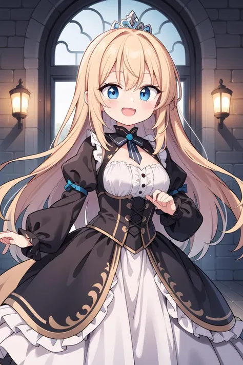 insanely detailed, absurdres, ultra-highres, ultra-detailed, best quality,
1girl, solo, nice hands, perfect hands
BREAK
princess, wearing princess costume, princess dress with many frills, (tiara:1.3) on hair, (nsfw:-1.5)
BREAK
happy smile, laugh, open mouth
BREAK
,
standing, cowboy shot, looking at viewer
BREAK
slender, kawaii, perfect symmetrical face, ultra cute girl, ultra cute face, ultra detailed eyes, ultra detailed hair, ultra cute, ultra beautiful
BREAK
(fantasy world, in castle), depth of field
BREAK
large  breasts
BREAK
blonde hair, long hair, messy hair, blue eyes, hair between eyes