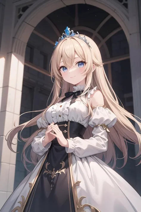 insanely detailed, absurdres, ultra-highres, ultra-detailed, best quality,
1girl, solo, nice hands, perfect hands
BREAK
princess, wearing princess costume, princess dress with many frills, (tiara:1.3) on hair, (nsfw:-1.5)
BREAK
happy smile, laugh, closed mouth
BREAK
from below,
standing, cowboy shot, looking at viewer
BREAK
slender, kawaii, perfect symmetrical face, ultra cute girl, ultra cute face, ultra detailed eyes, ultra detailed hair, ultra cute, ultra beautiful
BREAK
(fantasy world, in castle), depth of field
BREAK
large  breasts
BREAK
blonde hair, long hair, messy hair, blue eyes, hair between eyes