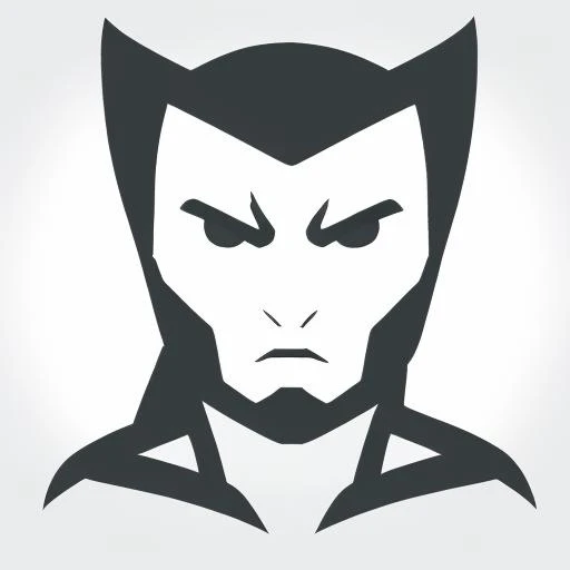 Icon of wolverine face, detailed, close up, looking to the camera, realistic, (white background:1.4), b&w <lora:minimalistIcons_v10:1.1>